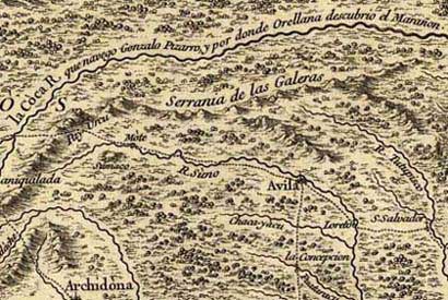 Mapa antiguo con río la coca