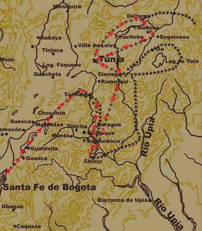 Mapa ruta JimÉnez de Quesada esmeraldas