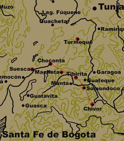 Mapa de la ruta que encuentra las esmeraldas