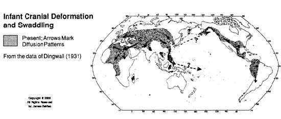 Mapa de la alteración artificial de los cráneos en el mundo