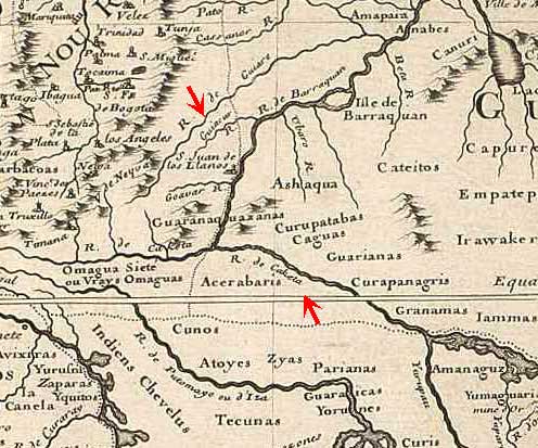 Fragmento del mapa de Delisle de 1700